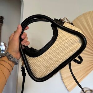 Black and Cream Women's Handbag Purse Crossbody